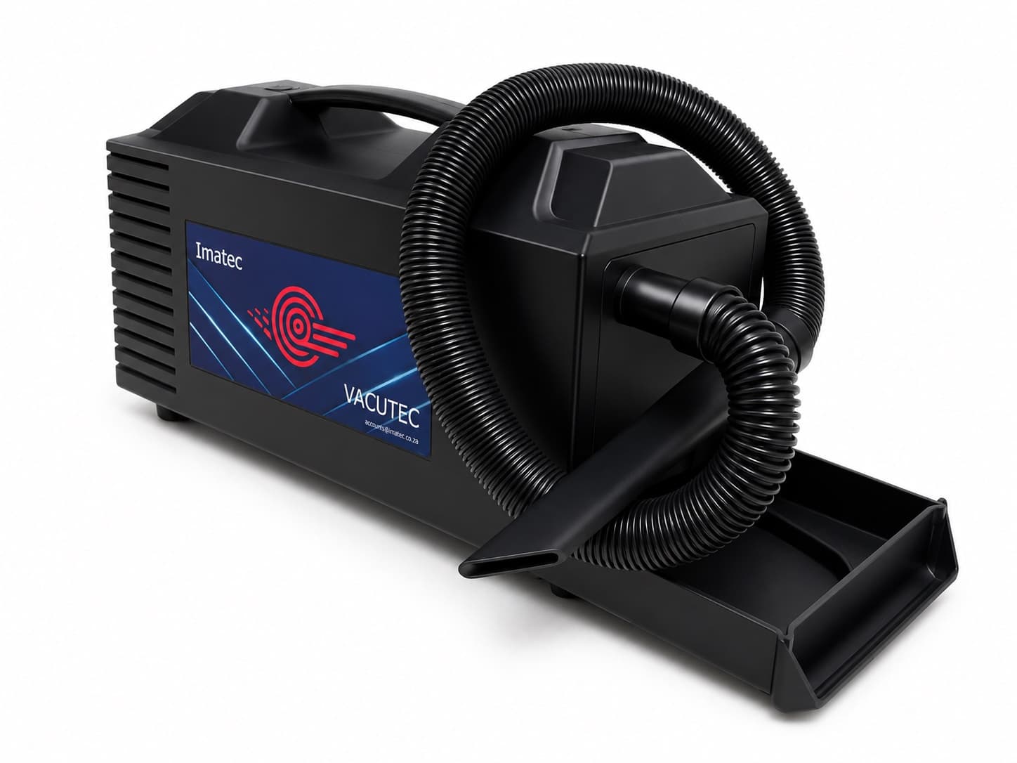 The IMATEC Vacu-Tec service vacuum cleaner with hose and collection tray